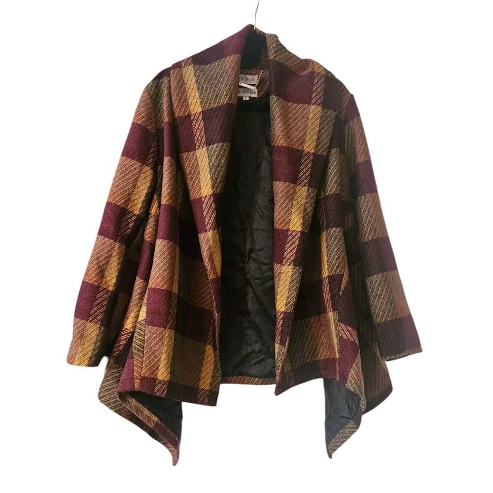 CHICWISH Womens LG Shawl Collar Asymmetrical Wrap Coat Wool Blend MISSING BELT